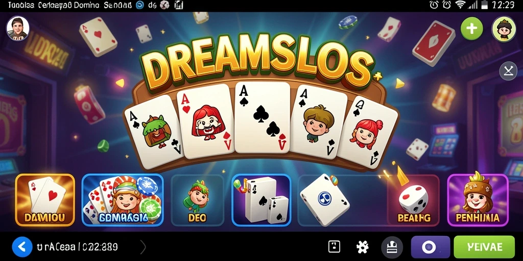 Tampilan gameplay menarik dari DREAMSLOTS dengan suasana Domino.
