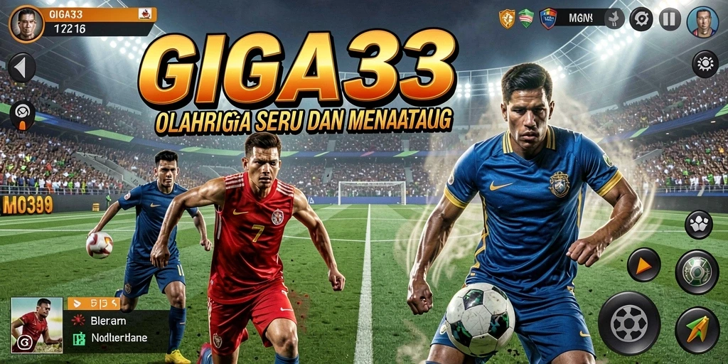 Screenshot utama menunjukkan aksi seru permainan olahraga GIGA33.