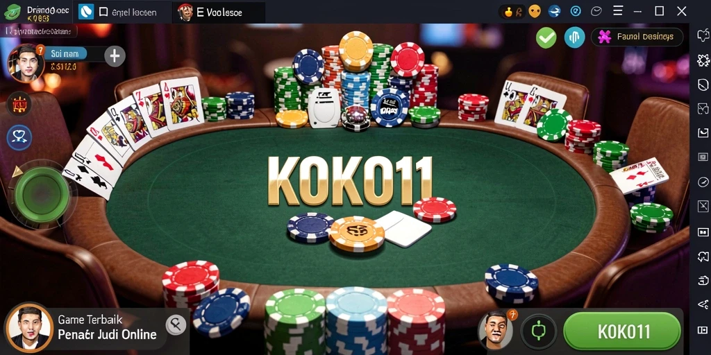 Screenshot KOKO11 menampilkan antarmuka permainan poker yang dinamis dan interaktif.