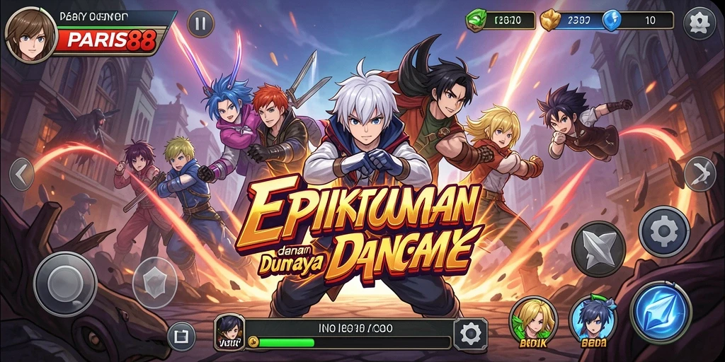 Tampilan gameplay menarik dari PARIS88 dengan karakter anime favorit.